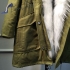 Moncler green jacket with white fox